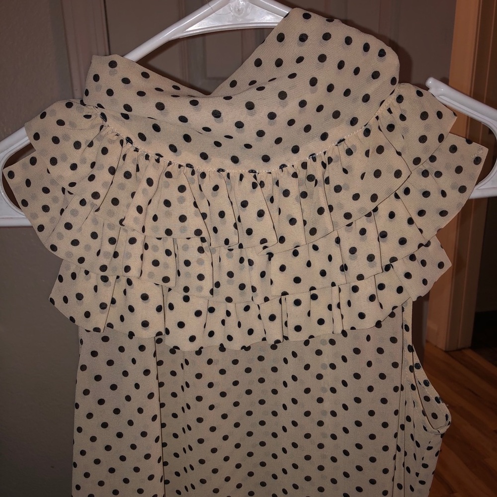 H&M blouse cream with black poke a dots.